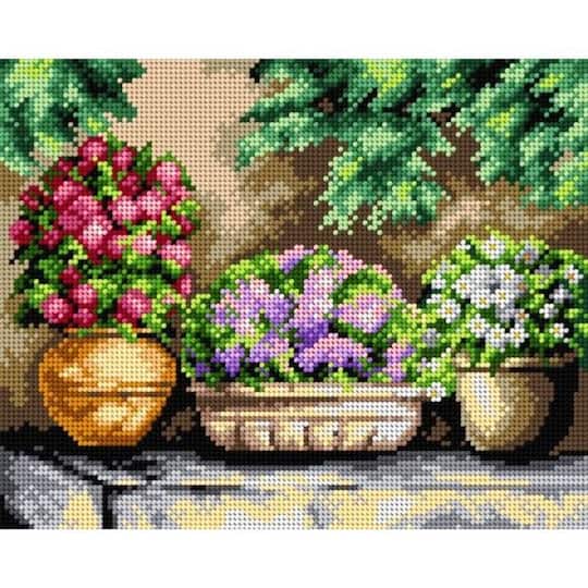 Orchidea Needlepoint Canvas For Halfstitch Without Yarn Flowers In My Garden - Printed Tapestry Canvas